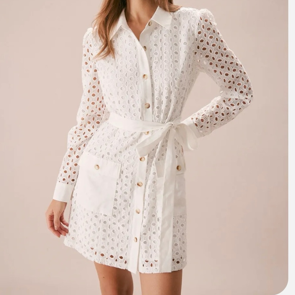 NWT Rihoas white eyelet mini dress, XS